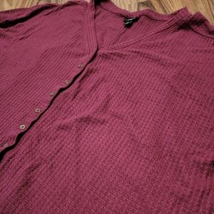 A.n.a A New Approach Button Down, Ribbed Maroon Long Sleeve Shirt